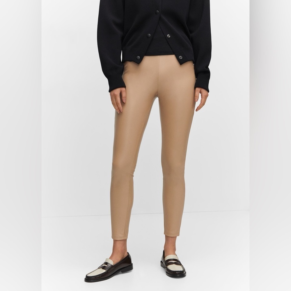 Mango sand faux leather leggings NWT
